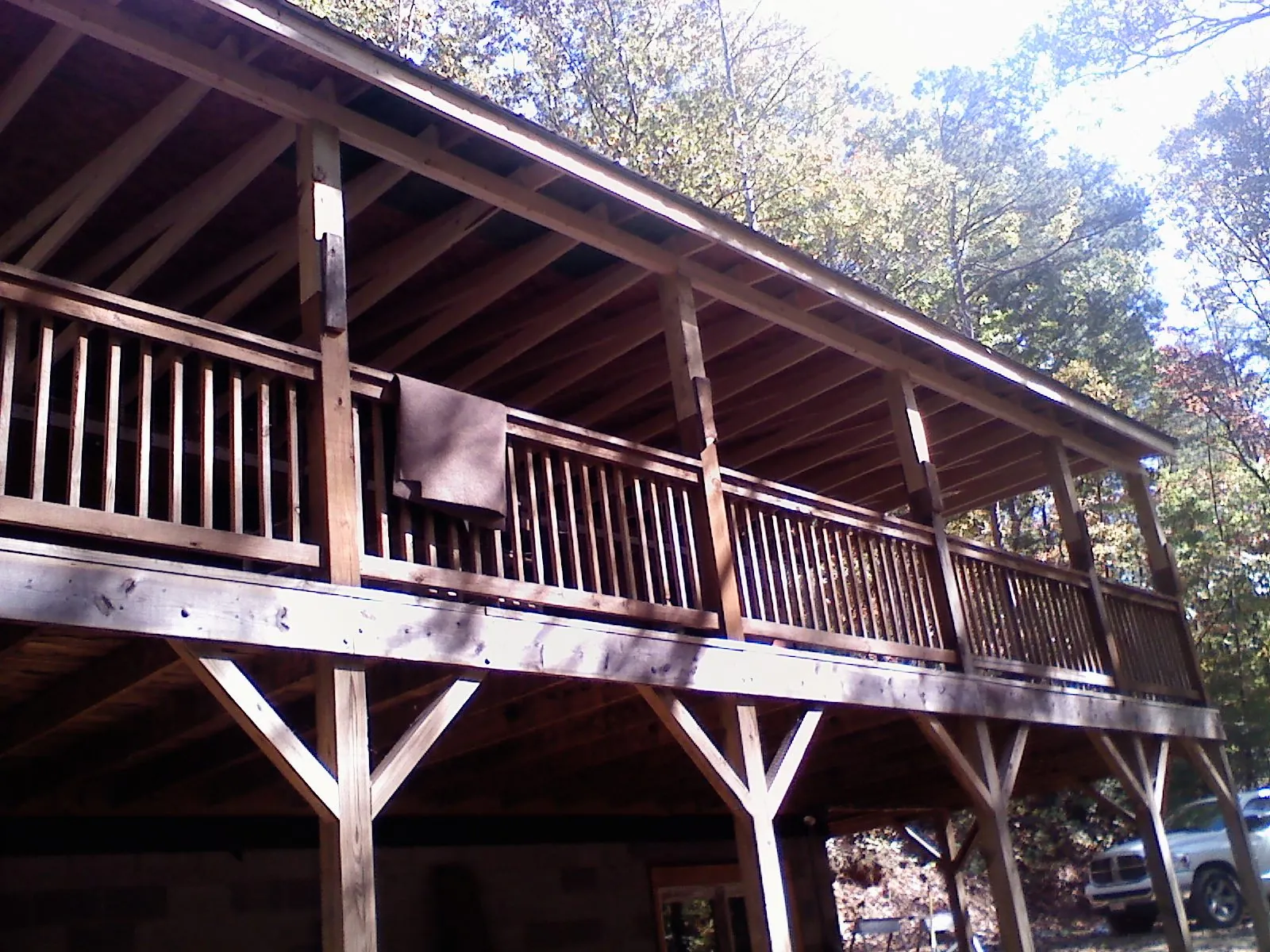 Timber framing under a new elevated porch and deck — Roof Leak Repair in Conshohocken by Roofing Brothers